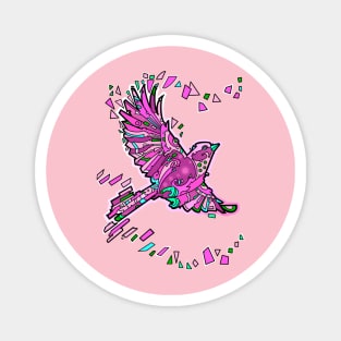 Pink geometric bird flying Magnet